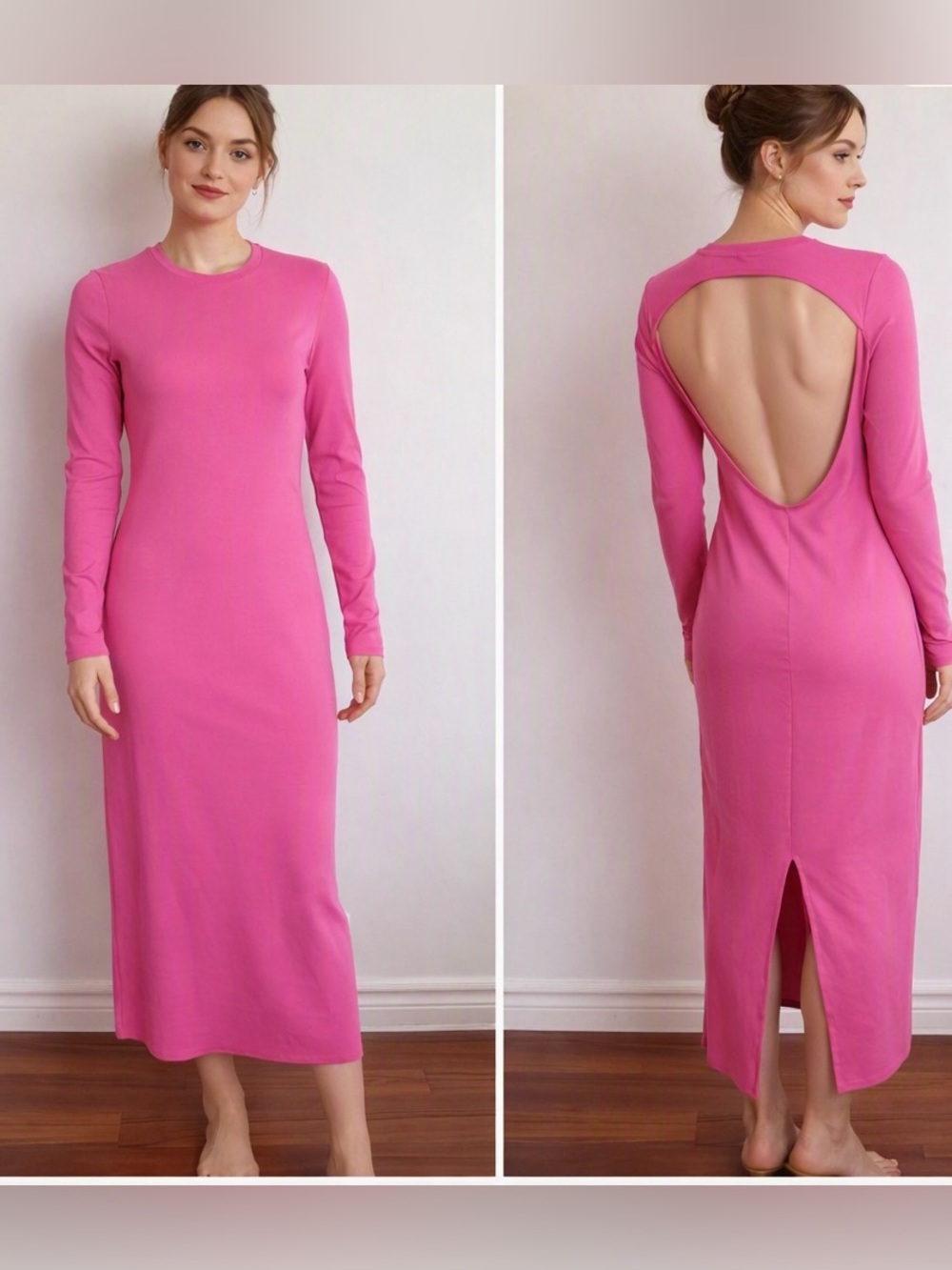 ONLY Clothing - Lina Open-back 3-box dress. Ankle length. back slit. Large